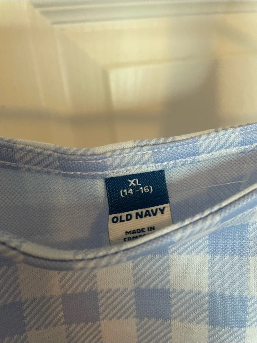 Girls Blue Gingham Sleeveless Swing Dress
